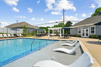 Pool with a blue tiled edge